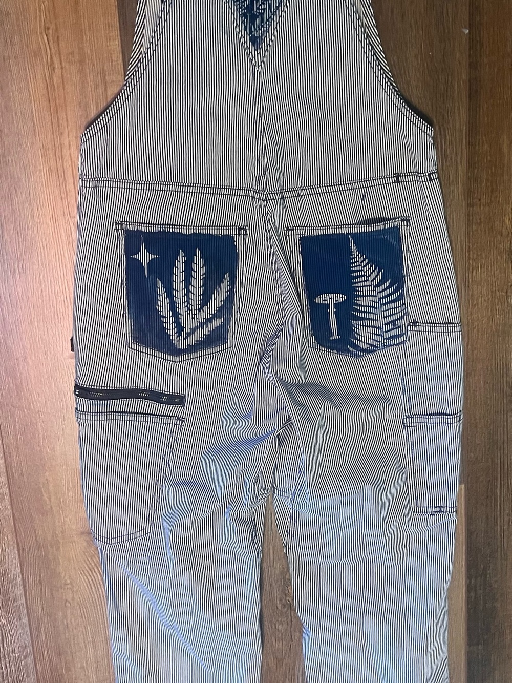 Striped Dovetail Overalls with Cyanotype Floral Panels - Picture 4 of 5